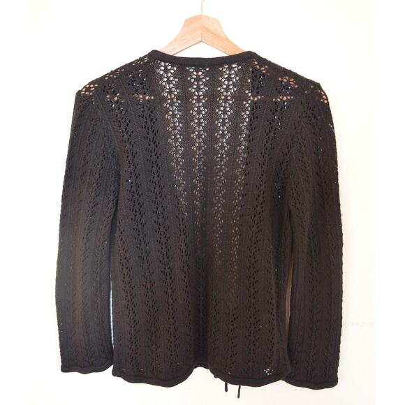 Vintage Calvin Klein Black Cashmere Open Knit Cardigan - Picture 3 of 3